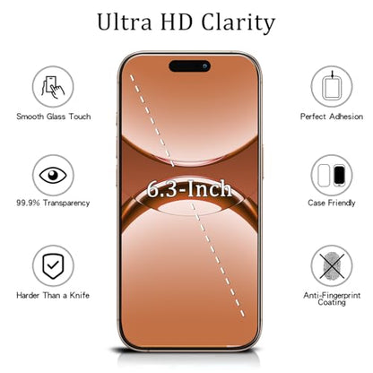 MAYtobe 2-Pack Designed for iPhone 17 Pro Screen Protector Tempered Glass | 9H Hardness, Anti Scratch, Easy to Install - size: iPhone 17 Pro
