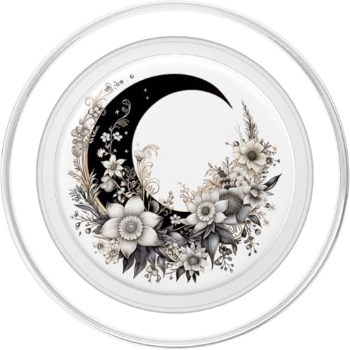 Crescent Moon And Flowers Floral Moon PopSockets PopGrip for MagSafe - style: Magnetic PopGrip