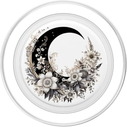 Crescent Moon And Flowers Floral Moon PopSockets PopGrip for MagSafe - style: Magnetic PopGrip