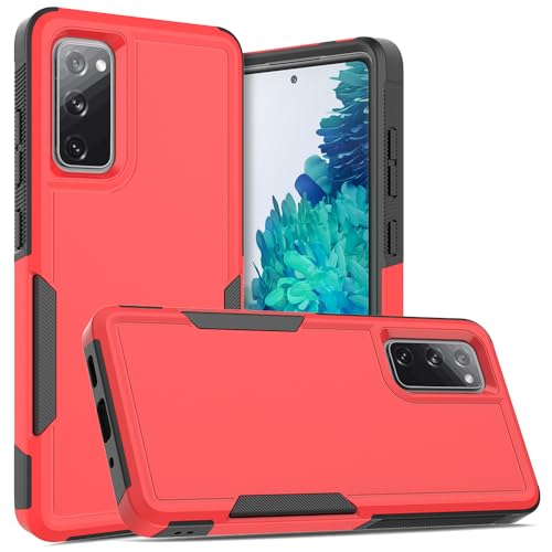 for Samsung Galaxy S20 FE Case,[Military Grade Drop Tested] with HD Screen Protector,Dual Layer Protective Heavy Duty Cell Phone Cover Non-Slip Shockproof Rugged Case for Galaxy S20 FE 5G (Red) - color: Red