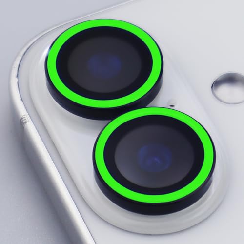 BONVAN for iPhone 17 Camera Lens Protector Glow in the Dark Tempered Glass Screen Accessories Luminous Lens Cover (2PCS) (Green) - color: Green
