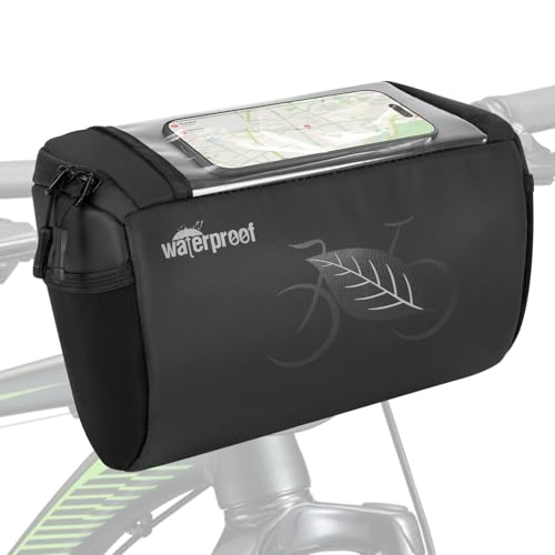 WOTOW Bike Front Basket handlebar Bag with Touch Screen Phone Holder, 3L | Bicycle Front Basket Pack, Reflective Storage Pouch for Men Women Kids Outdoor Road MTB Cycling