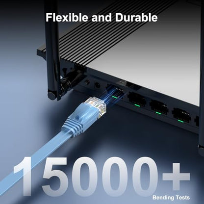 CableGeeker Cat 6 Flat Ethernet Cable 1ft 10Pack, 10Gbps, Blue - color: Blue-Flat, size: 1ft, style: 10 Pack