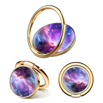 Cell Phone Ring Holder, Cute Phone Ring Grip Stand, 360°Rotation Funny Metal Kickstand Finger Grip Purple Beautiful Universe - color: Purple Beautiful Universe