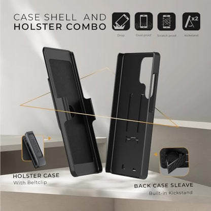 MOTIVE for Samsung Galaxy s25 Ultra Case with Belt Clip, Kickstand | 6.9" | Ranger v1 Series, Black, 360° holster, open-top/bottom port access, grip, slim - size: s25 Ultra