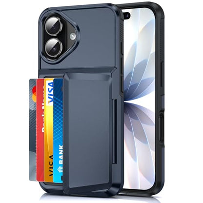 LeYi for iPhone-17 Wallet Case Blue: i Phone iphone17 Cases with Card Holder Protective iohone 17case Cover Funda para Heavy Duty Military Grade Drop Proof Hard Men iphone17case, Navy Blue - color: Blue, size: iPhone 17 6.3''