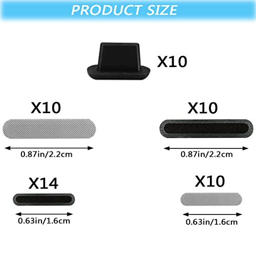 44 Pack Speaker Dustproof Stickers Protector with 10 Pcs Silicone Anti Dust Plugs Caps, Mesh Speaker Anti Dust Adhesive Cover Compatible with iPhone 16 15 14 13 12 Pro, 2 Sizes, 2 Colors - size: 44-Pack