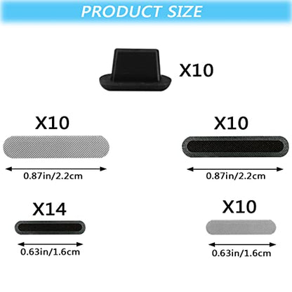 44 Pack Speaker Dustproof Stickers Protector with 10 Pcs Silicone Anti Dust Plugs Caps, Mesh Speaker Anti Dust Adhesive Cover Compatible with iPhone 16 15 14 13 12 Pro, 2 Sizes, 2 Colors - size: 44-Pack