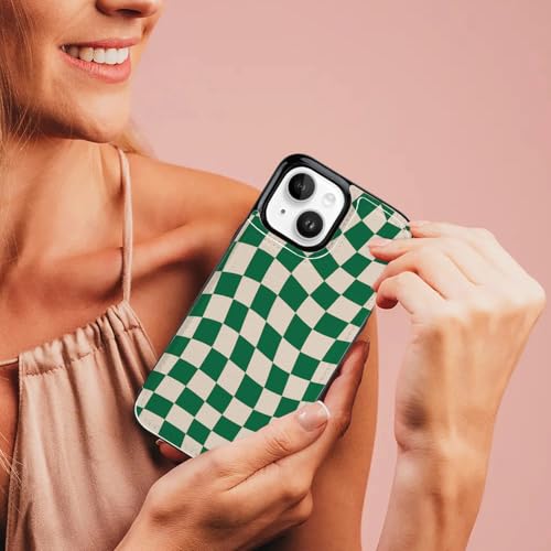 uCOLOR for iPhone 13/14 Wallet Case Magsafe with Card Holder Slot | Compatible with MagSafe,Folio Flip PU Leather Magnetic RFID Design with Camera Lens Protector Green Checkered - color: Green Checkered