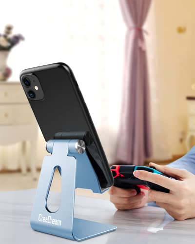 CreaDream Aluminum Cell Phone Stand, Adjustable Phone Holder for Desk - color: Sierra Blue