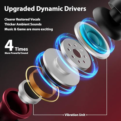 Jiunai Wired Earbuds 3.5mm Headphones in Ear Built-in Mic Red Black
