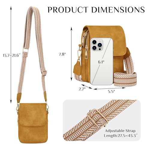 Fashion Small Crossbody Bags for Women Trendy Designer Cell Phone Purses | Adjustable Straps,with Card Holder,Detachable Wristlet Strap,small Cross Body Bag for Woman,Mini Bags,Travel Purse,Work,Gym - color: Yellow