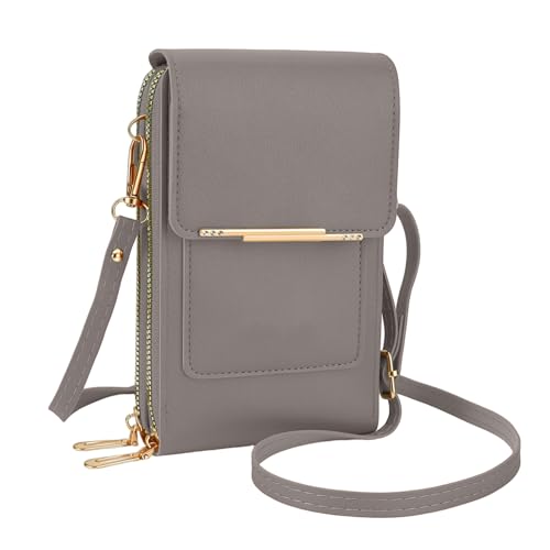 Crossbody Phone Wallet,2026 Trendy Minimalist Elegant Women's Touchscreen Crossbody Phone Wallet - color: Gray