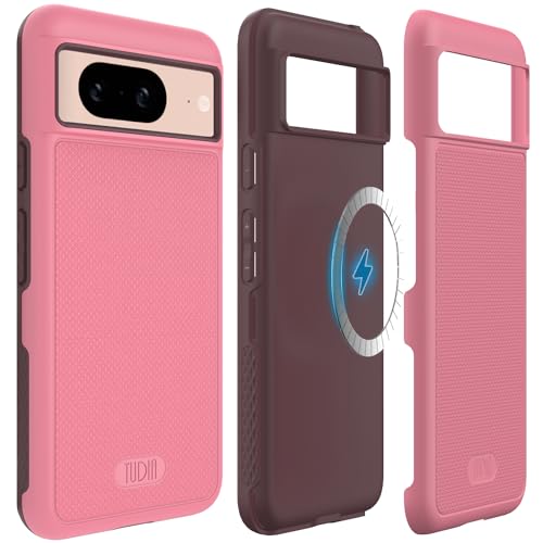TUDIA MergeGrip [Magsafe Compatible] Designed for Google Pixel 8 Case (2023) - Dual Layer [Military Grade] Shockproof Slim Rugged Tough Heavy Duty Phone Cases - Smokey Pink - color: Smokey Pink, size: Magnetic Pixel 8