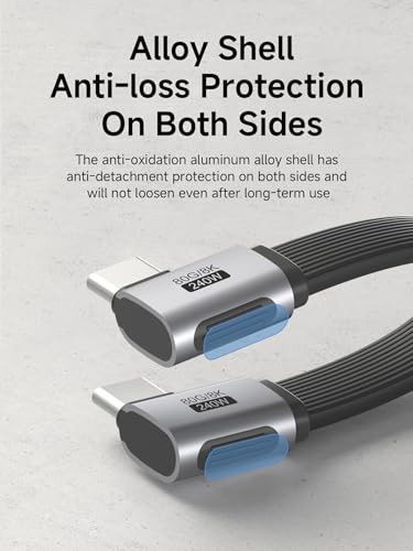 Hagibis 0.33ft 90 Degree USB4 Cable, 80Gbps Data Transfer, 8K@60Hz Video Display, 240W Fast Charging Right Angle USB-C Cable, USB 4 V2.0 Cable for iPhone 17 16 15 Pro Max, iPad Pro, Thunderbolt 5/4