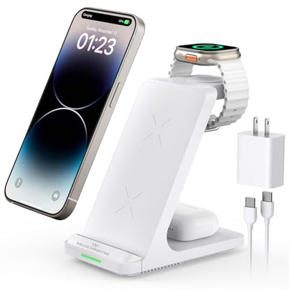 3 in 1 Fast Wireless Charging Station for Multiple Apple Devices - color: White