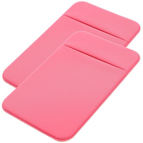2pcs Pink Elastic Stretch Fabric Adhesive Phone Card Holder Stick-on Wallet for Credit Cards and Ids, Cellphone Back Pocket Wallet Compatible with Smartphones