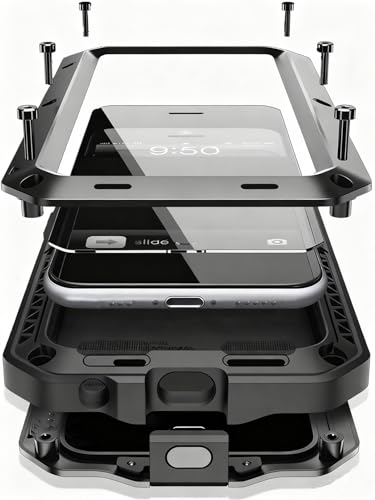 Compatiable with iPhone 17 Case,360 Full Body Protective Cover Heavy Duty Shockproof [Tough Armour] Aluminum Alloy Metal Case with Silicone Built-in Screen Protector - Black - color: Black