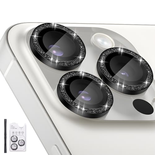 Camera Lens Protector for iPhone 16 Pro/16 Pro Max, Glitter Black - color: Glitter Black