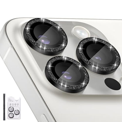 Camera Lens Protector for iPhone 16 Pro/16 Pro Max, Glitter Black - color: Glitter Black
