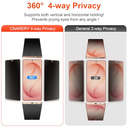 2 Pack 4 Way 360 ° Matte Privacy Screen Protector for Samsung Galaxy S26 6.2 Inch [Not Glass], Anti-Scratch, Anti-Glare, Support Fingerprint Unlock - size: Samsung Galaxy S26