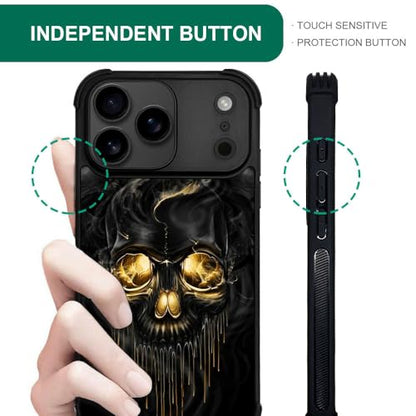 case for iPhone 17 Pro,Compatible with Magsafe,All-Round Protection Shockproof Anti-Scratches TPU Case Cover-Gold Black Skull - color: Gold black skull, size: IPhone 17 Pro