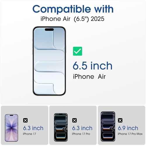 amFilm OneTouch for iPhone Air Screen Protector 6.5'' Tempered Glass - size: 17-6.5”