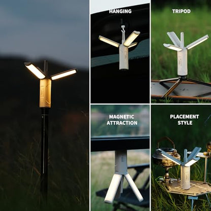 Folding Rechargeable Camping Light with Stand,Allspark Waterproof Hanging LED Camping Lantern,Magnetic Telescoping Camp Light with Detachable Tripod for Outdoor,Power Outage,Hurricane,Hiking