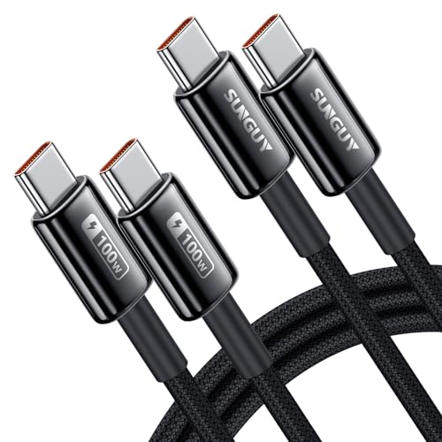 SUNGUY 100W USB C Cable 5FT 2Pack, 5A USB C Cable with E-Marker Chip - size: 5FT