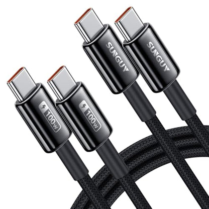 SUNGUY 100W USB C Cable 5FT 2Pack, 5A USB C Cable with E-Marker Chip - size: 5FT