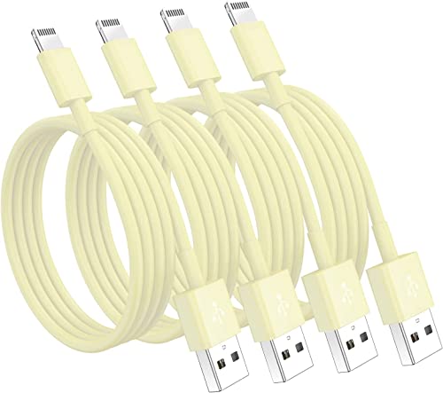 4 Pack [Apple MFi Certified] Apple Charging Cables 6ft, iPhone Chargers Lightning Cable 6 Foot, Fast iPhone Charging Cord for iPhone 14/14Pro/13/13Pro/12/11/11Pro/11Max/ X/XS/XR/XS Max/8, ipad(Yellow) - color: Yellow, size: 4pack(6ft)