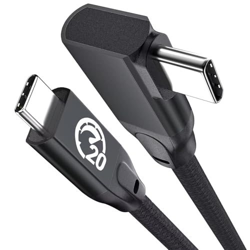 USB C Right Angle Cable 100W 1.6ft, 4K Video Short USBC to USBC 3.2 Cable - color: Black, size: 1.6FT