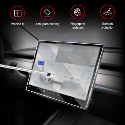 Tesla Model 3 Screen Protector 15.4 Inch (2024-2026) & Model Y (2025-2026), Matte Anti-Glare Tempered Glass, Fingerprint Resistant, 9H Hardness, Alignment Kit - color: Matte