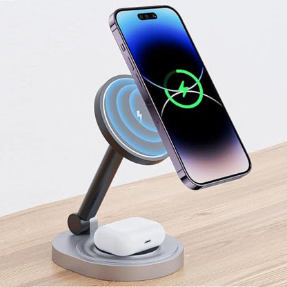 banapoy 2026 3 in 1 Charging Station for 16 15 14 13 12 Series, 360 Degree Rotating Magnetic Fast Charging Wireless Charger Stand Station with Indicator Light