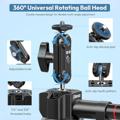 Ulanzi SC-01 Heavy-Duty Suction Cup Mount for Camera/Phone/Accessory (3"), Pump-actived Vacuum Suction Cup Mount, Magic Arm Phone Holder Action Cam Adapter Car Boats Windshield Window Mount - color: SC-01