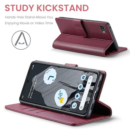 FLIPALM Wallet Case for iPhone 16e, Red | Card Holder, RFID Blocking, PU Leather Folio Flip, Kickstand, Protective Shockproof Cover - color: Red