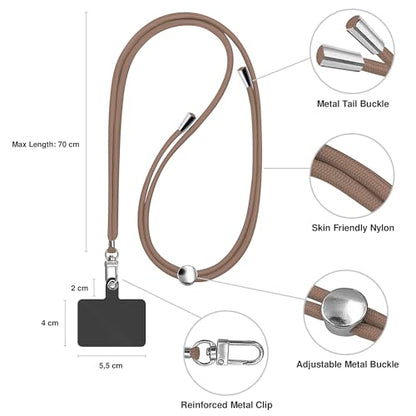 TBOC Cell Phone Lanyard [Brown] - Comfortable Universal Smartphone Lanyard - Easy to Use Neck Phone Holder [Black Patch] - Adjustable Length Phone Strap Crossbody - Fits All Mobile Phones - color: Brown