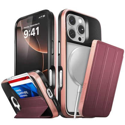VENA vCommuteX for iPhone 16 Pro Wallet Case, Red - color: MagSafe Compatible - Red, size: iPhone 16 Pro