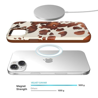 VELVET CAVIAR for iPhone 15 Case Western - Compatible with MagSafe - 10ft Drop Tested - Cocoa Cow Print - color: Cocoa Cow Print, size: 15