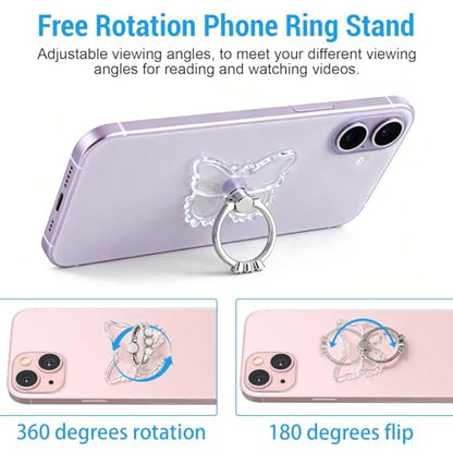 2PcsTransparent Phone Ring Holder,Clear Butterfly Phone Ring Grip