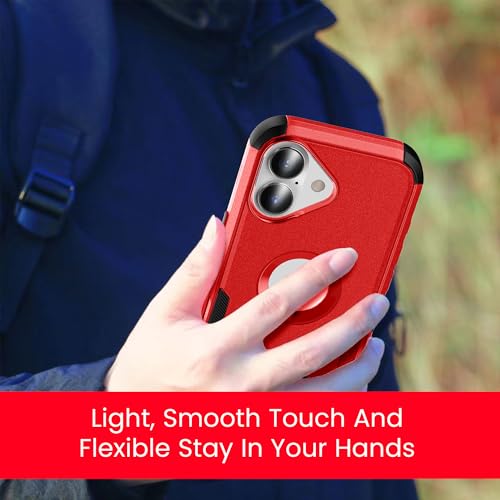 MXX for iPhone 17 Case, Heavy Duty 3 in 1 Wing Design Protective Cover with MagSafe, Phone Case 2025 (Red) - color: Red, size: iPhone 17