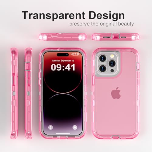 Follaroma for iPhone 14 Pro Max Case, Heavy Duty Shockproof Protection Phone Cases, Anti-Drop, Durable Dual Layer Transparent Protective Cover Compatible with iPhone 14 ProMax, 6.7 inch,Crystal Pink - color: Pink, size: iPhone 14 Pro Max 6.7‘’