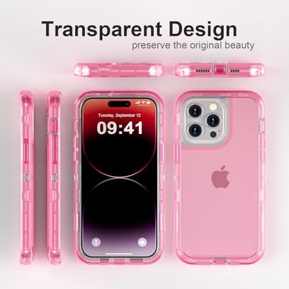 Follaroma for iPhone 14 Pro Max Case, Heavy Duty Shockproof Protection Phone Cases, Anti-Drop, Durable Dual Layer Transparent Protective Cover Compatible with iPhone 14 ProMax, 6.7 inch,Crystal Pink - color: Pink, size: iPhone 14 Pro Max 6.7‘’