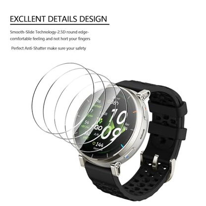 Anoowkoa 4 Pack for Screen Protector for Amazfit Active 3/Active 3 Premium Tempered Glass Film.Ultra Resistant,Anti-Fingerprints,No Bubbles,HD-Clear,Easy Install - color: Amazfit Active 3