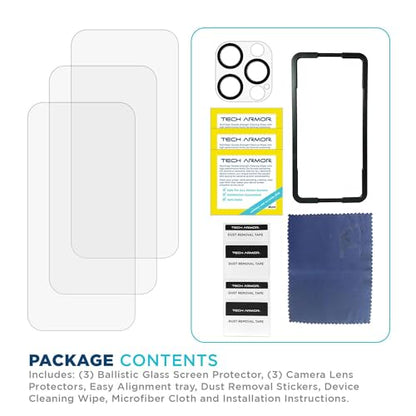 Tech Armor Screen Protector for iPhone 15 Pro Max, Ballistic Glass, 3-Pack - size: iPhone 15 Pro Max-6.7 Inch