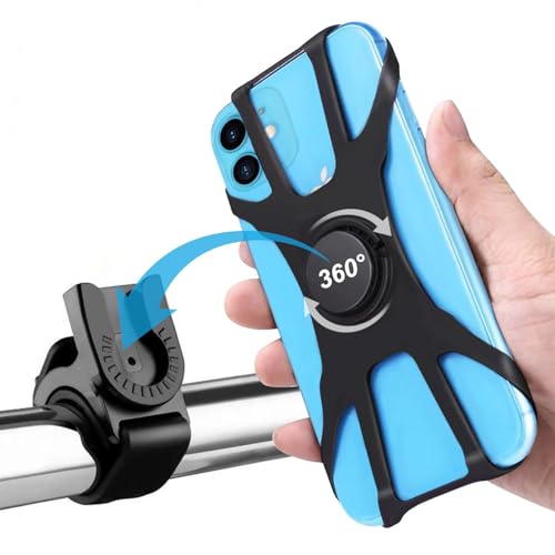 Kinizuxi Bike Phone Mount,360°Rotation Detachable Handlebar Holder - color: One Black