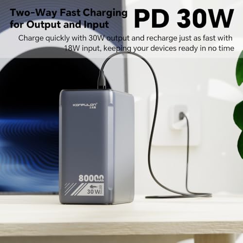 80000mAh High Capacity PD 30W Power Bank Fast Charging 22.5W Portable USB C Battery Packs with 5 Outputs & LCD Display Battery Bank for iPhone, Samsung, iPad ,Macbook & Outdoors Camping (GREY) - color: GREY