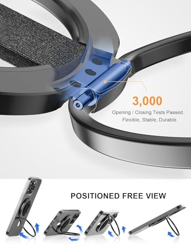 EWA MagOne Ultra for Magsafe Phone Grip Kickstand [Replaceable Elastic Finger Loop], Mag Safe Ring Holder Stand, Two-Sided Magnetic Phone Accessories for iPhone 17,16,15,14,13,12 Pro/Max/Plus-Black - color: Black