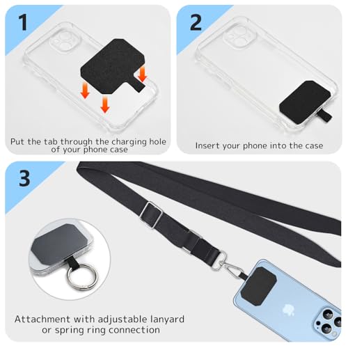 2 Pack Phone Lanyard Cell Phone Lanyard Crossbody Adjustable Phone Strap for Use Around the Neck Cell Phone Lanyard - color: Black Color