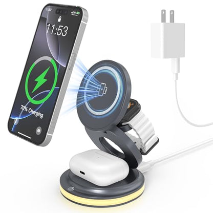 ZealSound 3-in-1 Wireless Charger for iPhone, Apple Watch and AirPods - color: Grey